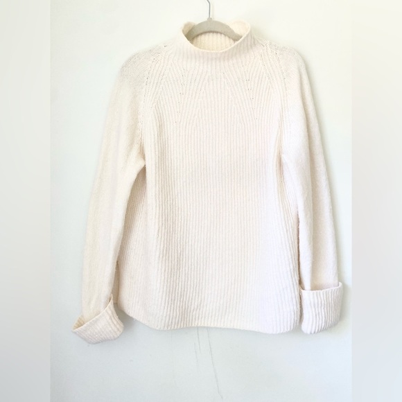 VINCE Sweater Women’s Large 100% Wool Funnel Neck Cuffed Sleeves Knit - Picture 1 of 10
